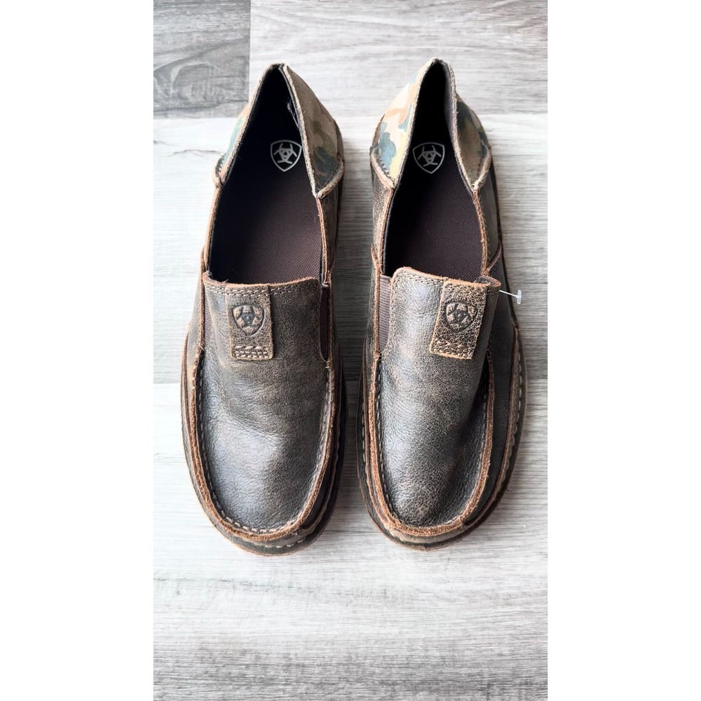Ariat Cruiser Men 8EE Brown Leather Slip On Camo Heel Casual Loafer Shoe - Picture 7 of 7